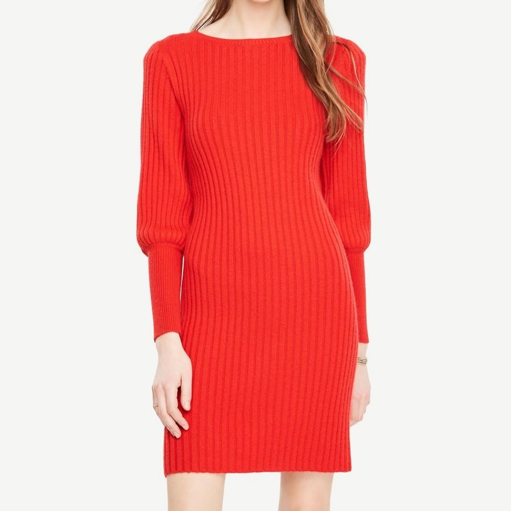 Ann Taylor Lantern Sleeve Sweater Dress in Jubilee